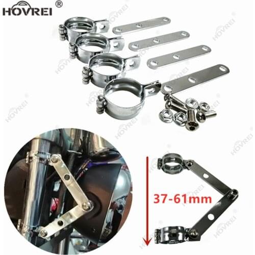 37 - 61mm chrome Universal retro Motorcycle Headlight Bracket Mounting Adjustable Fork Mount bracket Clamp HeadLamp Holder