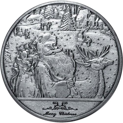 1x Happy New Year Santa Claus Commemorative Coins 40mm Gifts Badges