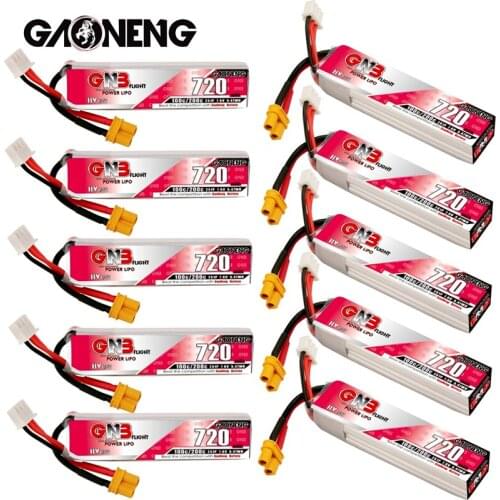 10Pcs/Set GAONENG GNB 2S HV Lipo Battery 720mAh 7.6V 100C/200C XT30U-F Plug for RC FPV Whoop Frame Kit Tinywhoop Racing Drone