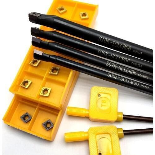 4 pieces of S10K SCLCR06 S06K / S07K / S08K / S10K 95 degree spiral turning tool boring bar + 10PCS CCMT060204 carbide insert