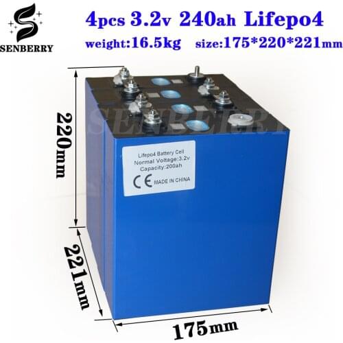 3.2V200Ah lifepo4 Rechargeable Battery Lithium Iron Phosphate Cell Solar 12V200AH 12V400Ah cells Not 240Ah EU US TAX FREE