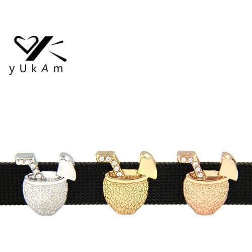 YUKAM Jewelry Coconut Milk Drinking Cups Slide Keeper Charms for Stainless Steel Mesh Keeper Bracelets Summer Accessories Making