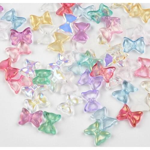 20PC/lot Colorful Bow Shape Beads Czech Glass Loose Spacer Beads for Jewelry Making Hairpin Handmade Diy Accessories