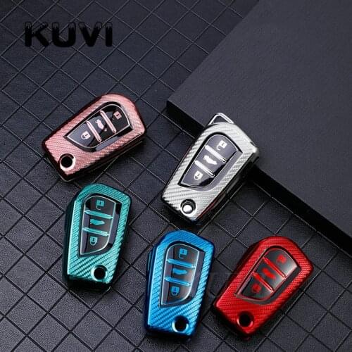 3 Buttons Carbon Fiber TPU Car Key Cover Case for Toyota Auris Corolla Avensis Verso Yaris Aygo Scion TC IM 2015 2016 Camry RAV4