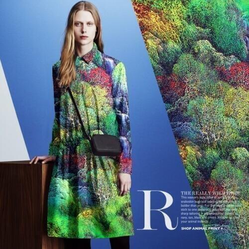 CNUM SP726 Pure Silk/ Scenery Poem /Silk Fabric 93% Silk 7% Spandex Elastic/Width 1.29yd Thickness 19mm/Unit: meter