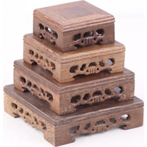 LIZAOTAO Retro Chicken Wing Wood Display Stand Home Decorations Ornaments Base Tray Purple Sand Pot Wooden Seat Wooden Support