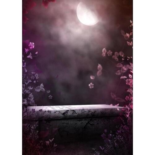 Moon Fog Leaves Halloween Photography Background Customized Fond Backdrop Photo Studio for Baby Children Portrait Photophone