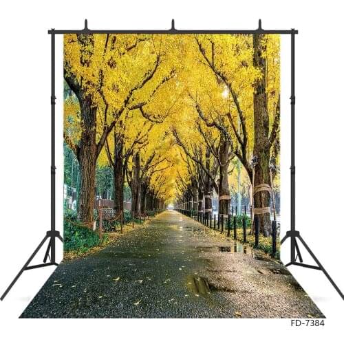 Autumn Park Yellow Trees Photo Backgrounds Computer Printed Backdrops for Children Baby Portrait Photography Studio Photophone