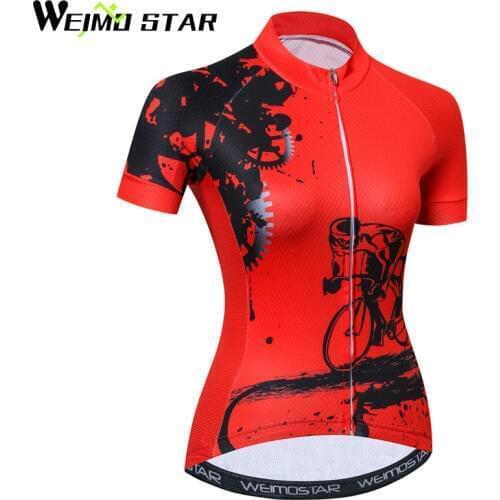 WEIMOSTAR Team Womens Short Sleeve Ropa Ciclismo Cycling Jersey Breathable MTB Bike Clothing Full Zipper Tops T-shirt