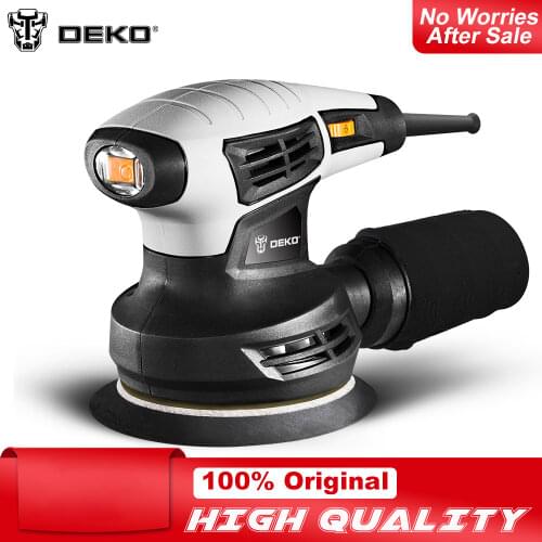 DEKO DKSD28Q1 280W Random Orbit Sander with 15 Sheets of sandpaper Dust exhaust Hybrid dust canister and easy paper changes