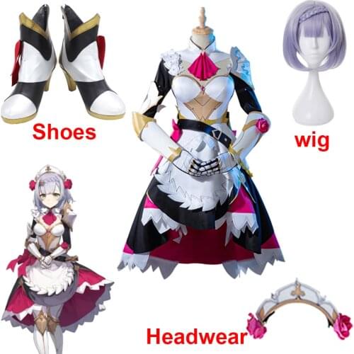 Game Genshin Impact Noelle Cosplay Costume Anime Halloween Carnival Women Girl Uniforms Outfits Dress Wig