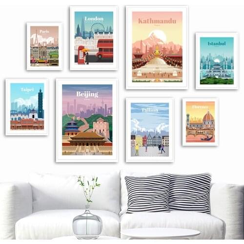 Famous City Trip London Paris Spain Turkey Nepal Wall Art Canvas Painting Posters And Prints Wall Pictures For Living Room Decor