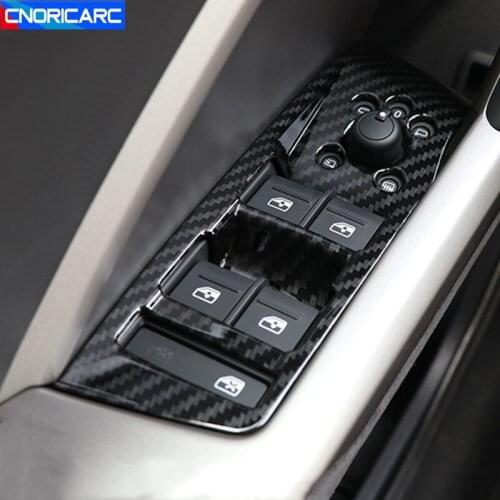 Car Window Glass Lifting Buttons Frame Decoration Cover Trim For Audi Q3 2019-2020 LHD Door Armrest Panel Interior Decals