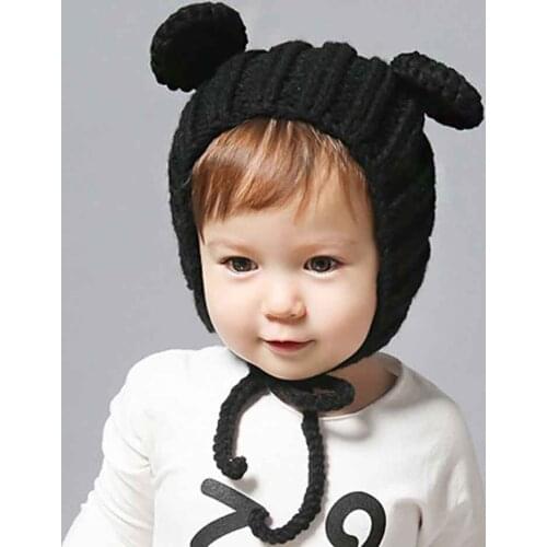Cute Bear ear Knitted Kids Beanie Cap Infant Baby Boy Girl Hat Warm Children Baby Autumn Winter Girls Hat For Kids Toddler Muts