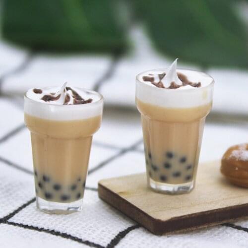 2Pcs Miniatures Mini Milkshake Milk Tea Dollhouse Decor Dining Table Accessories