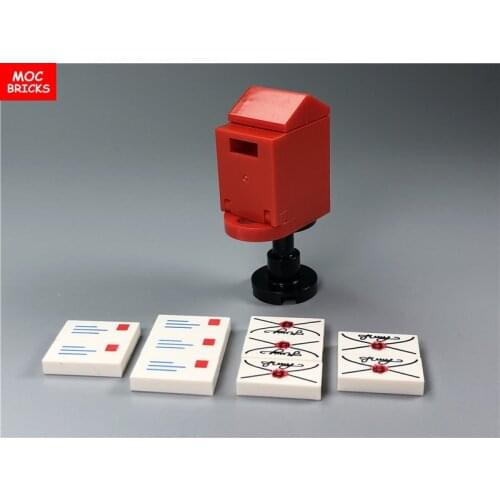 Set sale MOC Bricks DIY red mail box Envelope love letter Figures Kids Educational Building Blocks Assembled Toys Gifts
