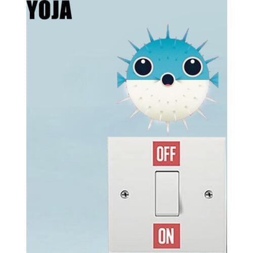 YOJA Cartoon Puffer Fish Living Room Bedroom Fun Wall Decal PVC Switch Sticker 11SS0298