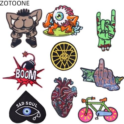 ZOTOONE Heart Parches Embroidered Iron on Finger Patches for Clothing Backpack DIY Stripes Clothes Stickers Bicycle Badges E