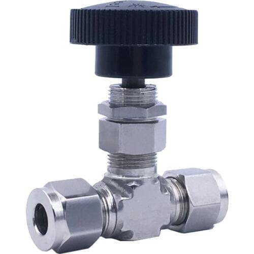 Stainless Steel 304 Double Ferrule Panel Mounted Instrument Needle Valve 6mm OD or 1/4" OD