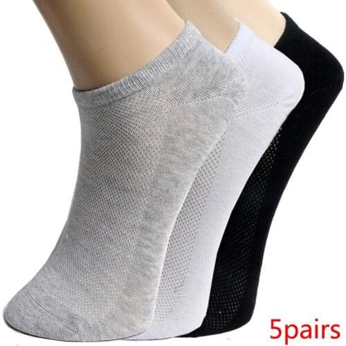 5 Pairs Men Short Socks Summer Breathable Sport Low Cut Ankle Socks Elastic Cotton Casual Boat Socks Mens Socks Cycling Riding