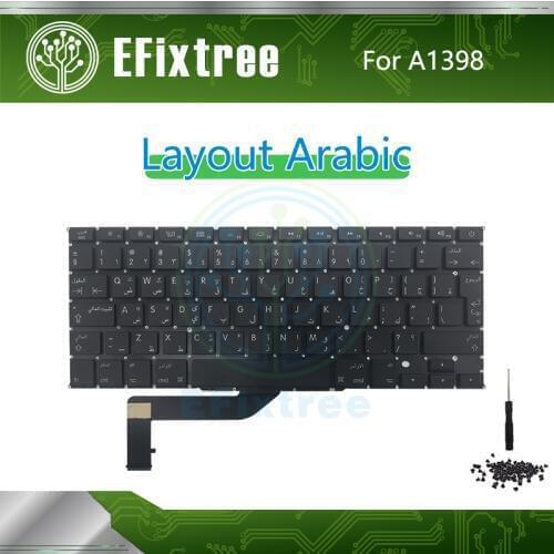 New Arabic A1398 Keyboard For Macbook Pro Retina 15" A1398 Layout Backlight With Screw 2012-2015 EMC 2512 2673 2674 2745 2876