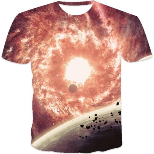 Summer new best-selling oversized loose short-sleeved dream star print O-neck mens