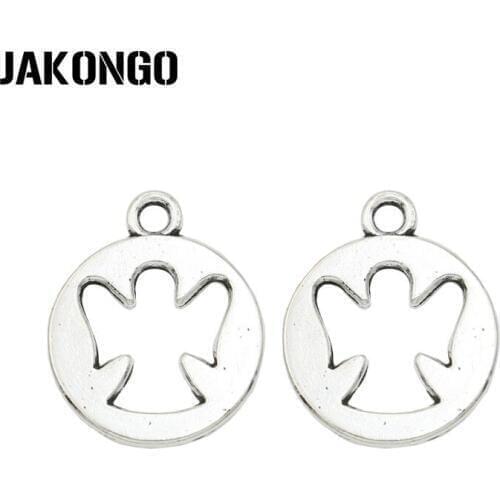 20pcs/lot Antique Silver Plated Hollow Angel Charms Pendants for Necklace Jewelry Making DIY Handmade Craft 19x16mm