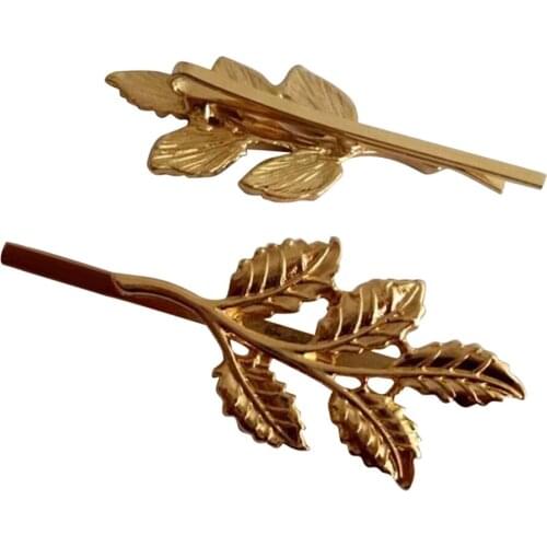 Prettyia 2pcs Leaf Shape Hair Pin Women Vintage Hair Clip Barrette Accessory