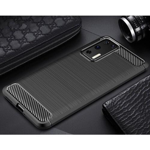 Luxury phone case For Huawei P40 P40 Pro smartphone Soft Silicone Carbon Fiber Texture cover for Huawei P40 Pro funda