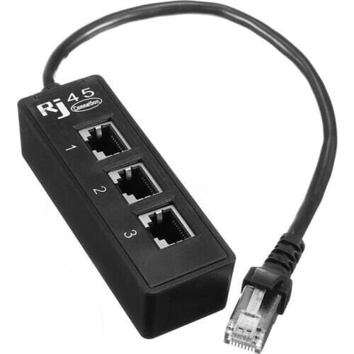 RJ45 Male to 3 RJ45 Female Port Network Extender Cable Splitter LAN Ethernet