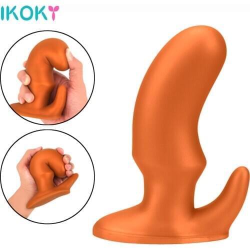 IKOKY Golden Horn Super Huge Butt Plug Heavy Speculum Anal Sex Toys Silicone Prostate Massager Anus Stimulator