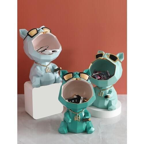 Nordic Ins Resin Dog Storage Box Figurines Home Room Desktop Animal Key Snack Phone Storage Statues Ornament Crafts Decoration