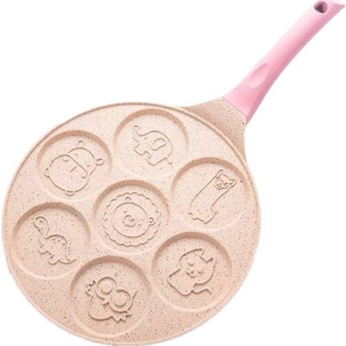 7 Hole Smiley Face Animal Print Frying Pan Mini Breakfast Pot Non Stick Porous Egg Muffin Saucepan Kitchen Baking Omelet Moulds