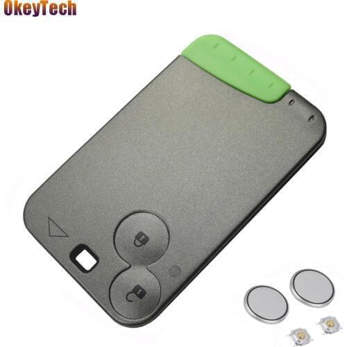 OkeyTech Replacement 2 Button Remote Key Card Shell Case Fob Smart Card Key Case For Renault Laguna & 2 Battery & 2 Micro Switch