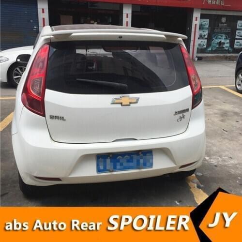 For Chevrolet Sail Spoiler 2011-2013 Sail hatch-back spoiler High Quality ABS Material Car Rear Wing Primer Color Rear Spoiler