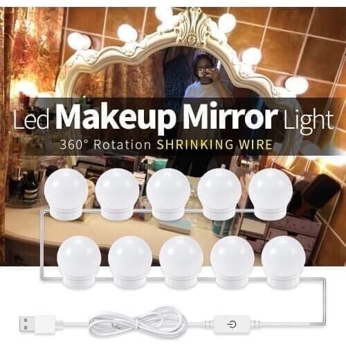 LED Mirror Light Vanity Lamp USB LED Hollywood Makeup Dressing Table Mirror 2 6 10 14Bulbs Wall Cosmetic Lamp Make Up Light Bulb