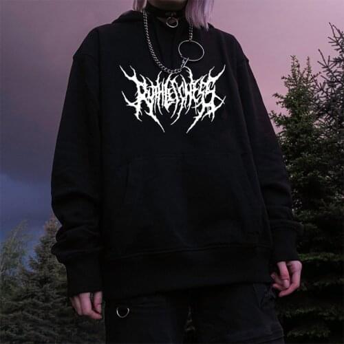 Gothic Casual Harajuku Sweatshirts Ladies Warm Streetwear Punk Women Hoodie Horror Simple Letter Print Hip Hop hooded sweatshirt