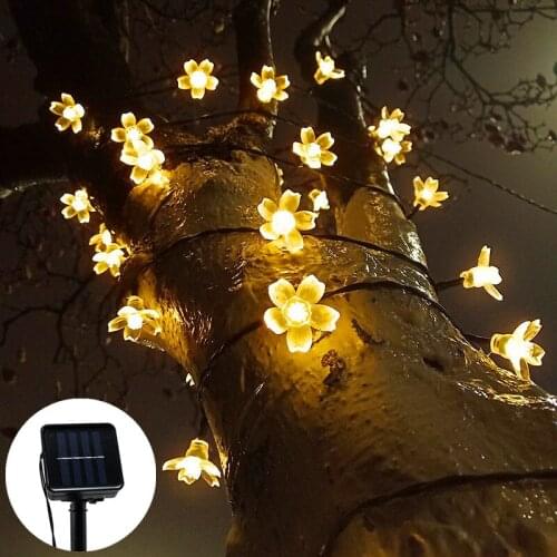Solar Led Light Outdoor Garden Lamps Garland Street Solar Cherry Flower String Light Wedding Christmas Decoration Led Lights