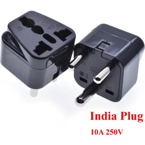 Black white Copper 10A 250V India Sri Lanka Nepal Russia South Africa Cape Town travel adaptor plug universal socket converter