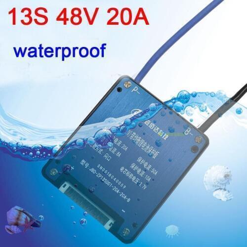 Waterproof 13S 48V Li-ion Lithium 20A 18650 Battery Protection Board W Balance