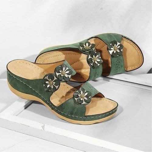 2021 new Women Sandals Summer Shoes Woman Plus Size Heels Sandals For Wedges Chaussure Femme Casual Flower Vintage Wedge Heel