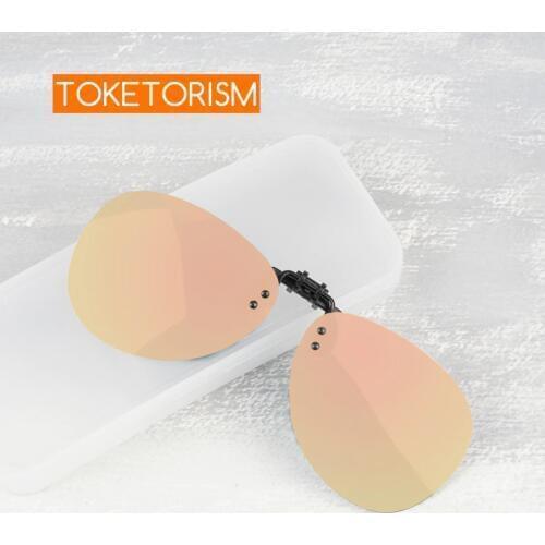 Toketorism Retro Pilot Style Women Mens Anti-UV Polarized Clip on glasses Flip Up Polarized Sunglasses for driving 409