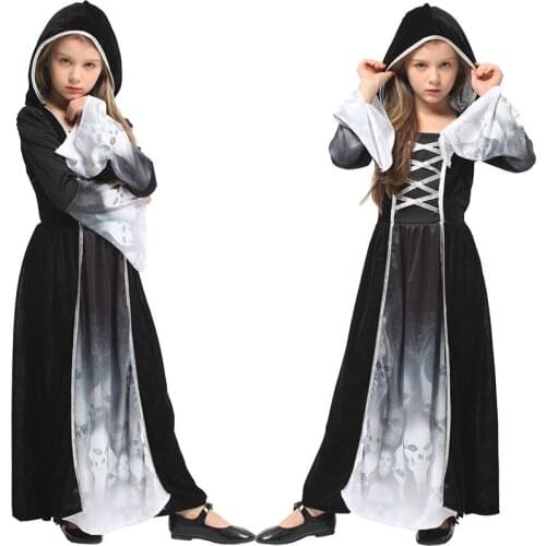 Girl Halloween Costume Cosplay Female Child Princess Dress Horror Dress Magicskull Costume Halloween Holiday Costume Dress Skirt