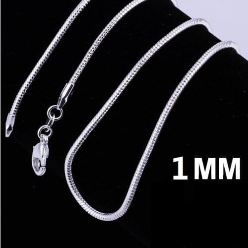 Wholesale 925 sterling silver fashion trend necklace 1MM snake bone chain with chain 18/20/22/24 inch ladies party jewelry