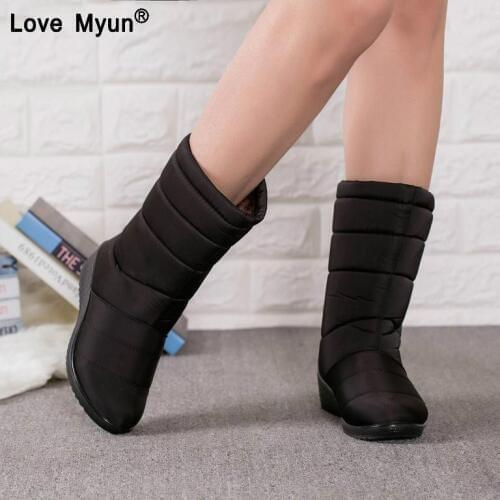 Winter Women Boots Mid-Calf Down Boots Girls Winter Shoes Woman Plush Insole Botas Female Waterproof Ladies Snow Boots wdr56