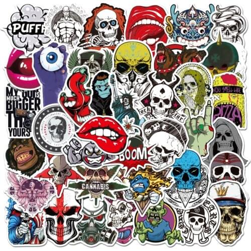 10/50pcs Terror Series Skull Graffiti Car Sticker Travel Case Laptop Skateboard Guitar Not Repeat Waterproof Decal Sticker