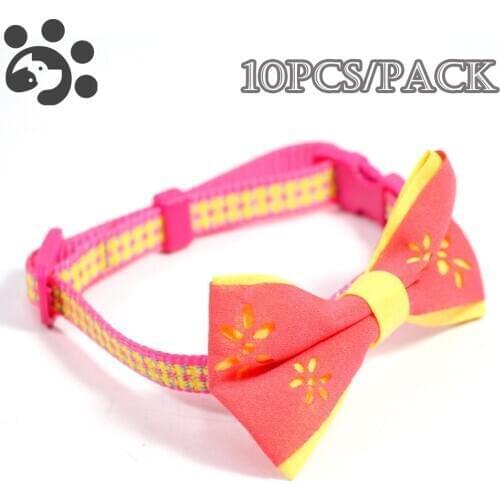 10pcs Cat Collar for Small Dogs Kitten Breakaway Adjustable Pet Collars Cute Bowknot Necklace Red Collar Costum Chihuahua MP0032