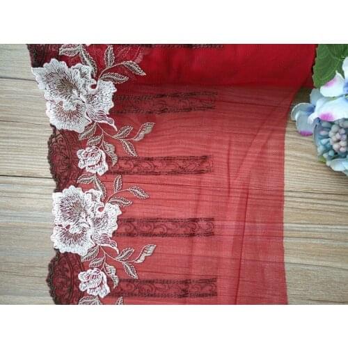 20Yards Beautiful Flower Lace Trim Floral Embroidery Ribbon DIY Wedding Dress Sewing Supplies 18cm Wide