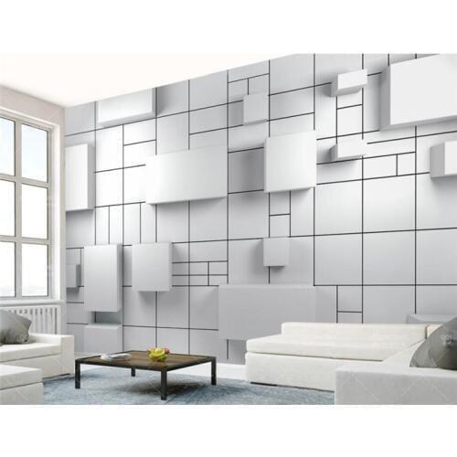 Custom 3D Wall paper Mural Living Room Bedroom 3d Cubic White Cubes Geometric Brick Wall TV Background Home Decor