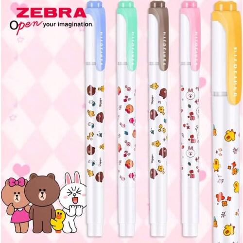 5PCS ZEBRA Limited Edition Color WKT7 Double-headed Highlighter Pen Hand Account Student Stationery Marker Light Color